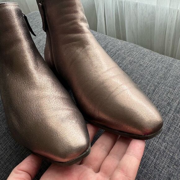 AQUATALIA Women’s Fuoco Weatherproof Leather Ankle Bootie Gold Size 37 - Picture 4 of 11
